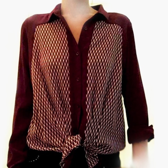 THE KOOPLES  women’s color of the season burgundy long sleeve button shirt - Picture 2 of 16